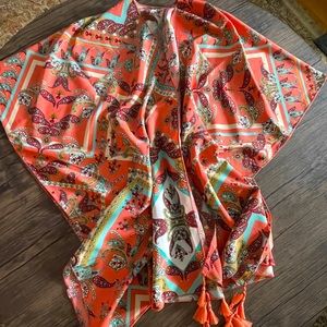 Beautiful coral kimono with tassel details on ends